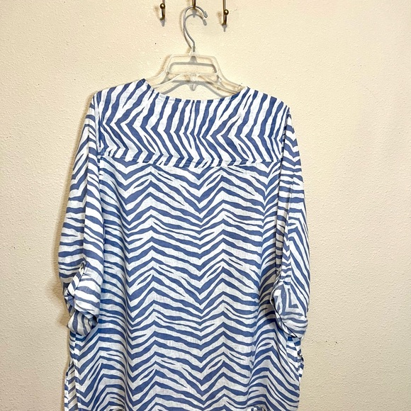 Blue and White Zebra Print Women's Top - Picture 5 of 6
